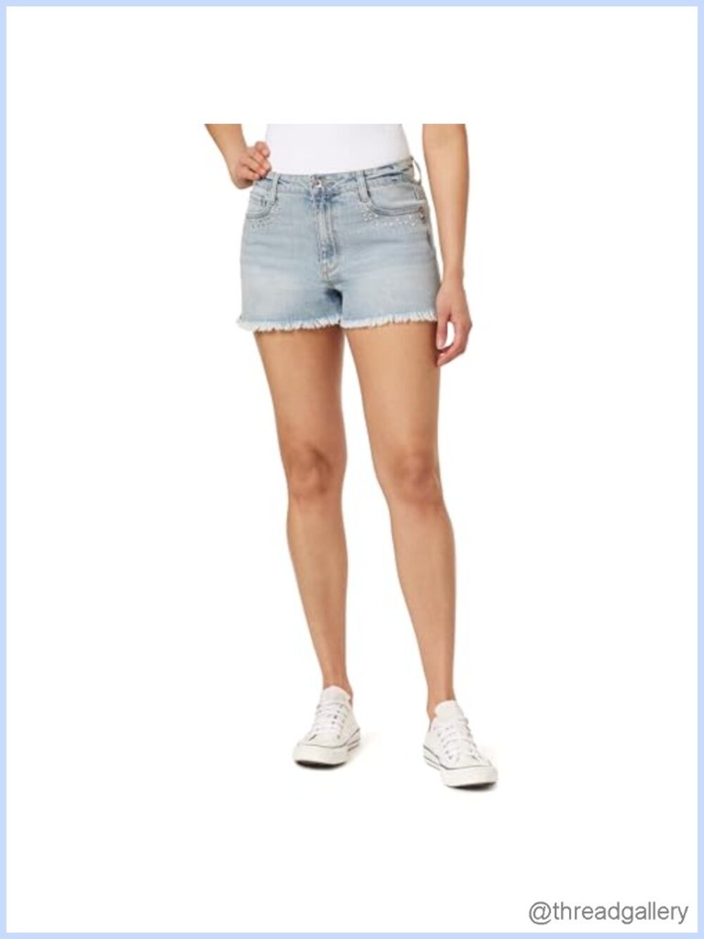 High Rise Denim Shorts 3" Inseam Curvy Fit Stretch Cotton Blend